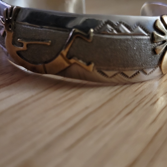 🌟 Collectable Hopi Kokopelli Cuff Sterling and Brass - Picture 8 of 17